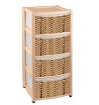 Пластиковый комод с 4 ящиками Ротанг   арт.С12867 