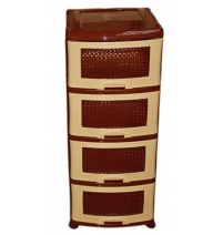 Пластиковый комод с 4 ящиками Плетенка  без декора арт.0354