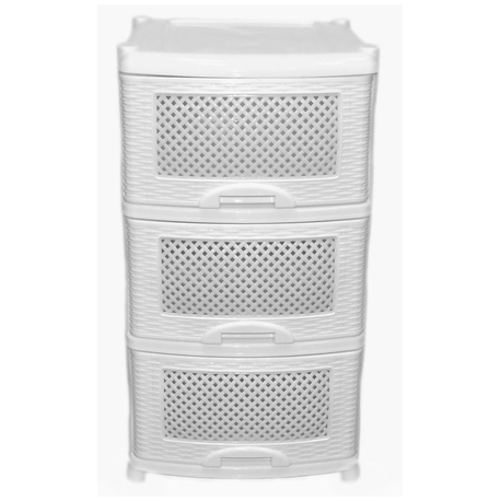 Пластиковый комод с 3 ящиками Плетенка без декора арт.0353