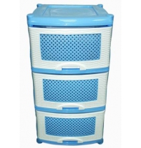 Пластиковый комод с 3 ящиками Плетенка без декора арт.0353