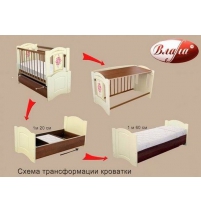 Кровать-трансформер МДФ Розы (поперечный маятник) со столом    