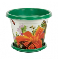 Горшок-Кашпо Лилия 10л с поддоном зеленый арт.М1826