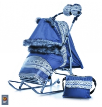 Санки-коляска Luxury Snow RT Luxe Premium Скандинавский орнамент