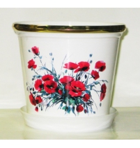 Кашпо с поддоном Полевые маки  D21,5см 4,5л арт.100013