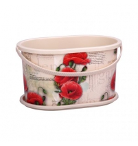 Кашпо овальное Маки 5л.с поддоном арт.М2632