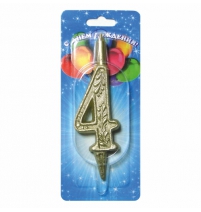 Свеча тортовая цифра Смайлик 4 арт.3204