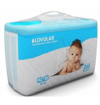  Подгузники детские ультратонкие XL 13+ кг, 16 шт. Lovular Арт. 707005