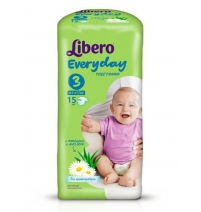 Подгузники  Эвридэй миди 4-9 кг (3) 15шт. Libero Арт. 1373069