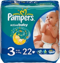Подгузники Pampers Актив Бэби миди 4/9 кг (6к/22шт) Pampers Арт. 37316