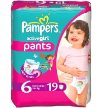 Трусики Pampers Актив Герл экстра лардж 16+кг, 19шт.  Арт. 81248333