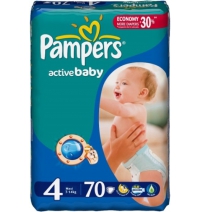 Подгузники Pampers Актив Бэби макси джамбо 7/14 кг (70шт/2кор) Pampers Арт. 37347