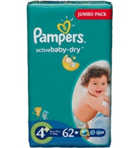Подгузники Pampers Актив Бэби макси плюс джамбо 9/16 кг (62шт/2кор) Pampers Арт. 37712