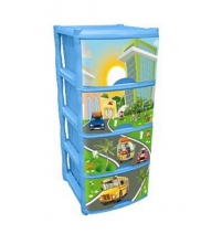 Комод пластиковый с 4 ящиками "City Cars Tutti" Арт. LA4714BS