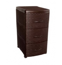 Комод пластиковый с 3 ящиками Violet Ротанг 0356