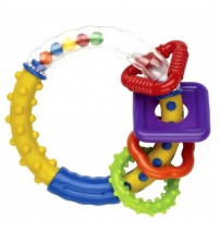  Погремушка-прорезыватель с рельефными фигурками Веселая геометрия 4+ Мир Детства Арт. 21356