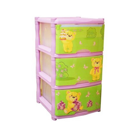 Пластиковый комод с 3 ящиками Little Angel Tutti "Bears", Арт. LA4713МИШ-НК