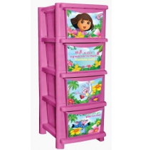 Комод пластиковый с 4 ящиками "Даша-путешественница" 335мм, Арт. LA0704DE