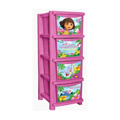 Комод пластиковый с 4 ящиками "Даша-путешественница" 335мм, Арт. LA0704DE