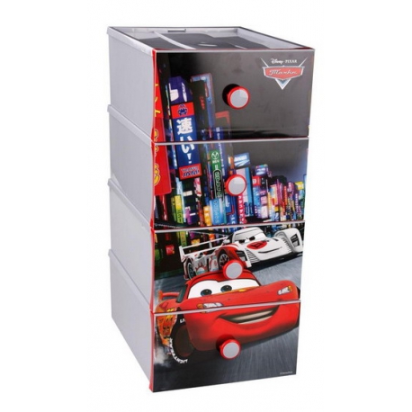 Комод-мини пластиковый с 4 ящиками "Тачки Disney", Арт. М3332