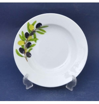 Тарелка глубокая диам. 200 мм Гладкий край Оливки (фарфор), р.1733 арт. 68792