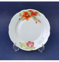 Тарелка мелкая диам. 200 мм Вырезной край Альпийские цветы красные (фарфор), р.1716 арт. 70302