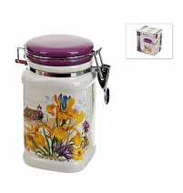 Банка для сыпучих продуктов (клипс) "Ирис" 800мл  (квадратная)п/у арт.660023