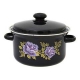 Кастрюля цил. 3.5 л с об. декор чёрная с пластм. кнопокой арт.С1612.236