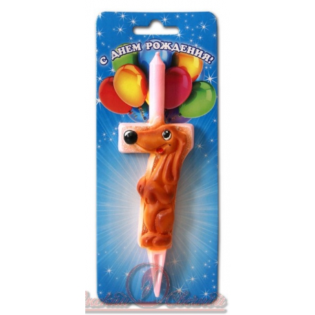 Свеча тортовые цифры со зверушками 7 арт.3049