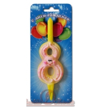 Свеча тортовые цифры со зверушками 8 арт.3050