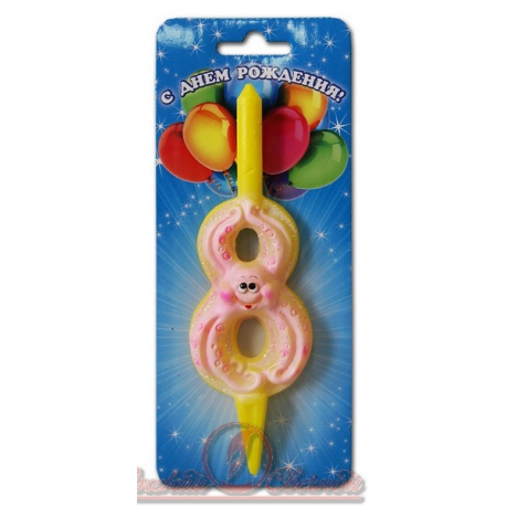 Свеча тортовые цифры со зверушками 8 арт.3050