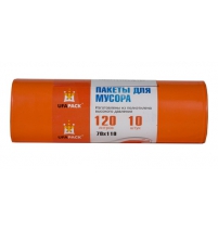 Мешки для мусора "УфаПак" 120л/10шт ПВД 35мкм оранж арт.МВ 120-10ор