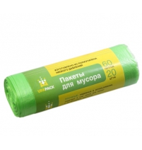 Мешки для мусора "УфаПак" 60л/20шт 12мкм чер/син/зел/оранж арт.МН 60-20