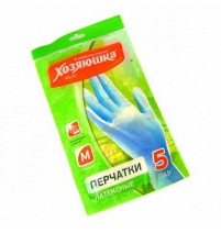 Перчатки хозяйственные латексн "Хозяюшка Мила" Light  M  5пар арт.17034