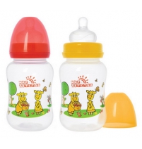  Бутылочка для кормления с силиконовой соской, широкое горло, серия Коровкины истории, 250 мл Мир Детства Арт. 11206