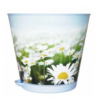 Горшок для цветов Крит 200мм прикорневой полив 3,6 л  Ромашки арт.ING46020РОМ