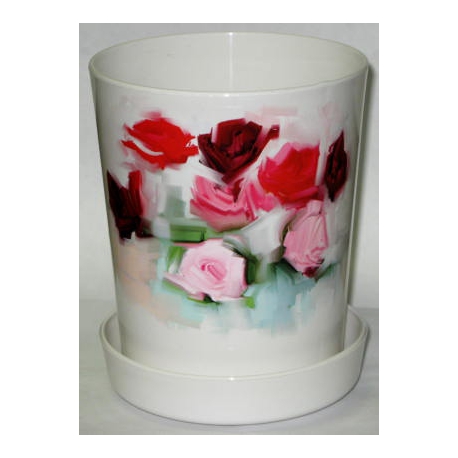 Кашпо с поддоном "Розы" D14см 1,9л арт.0906N
