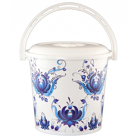 Ведро с крышкой 10л. Гжель арт.0210/78