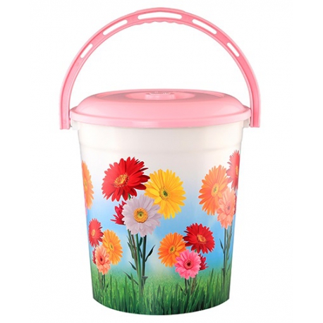 Ведро с крышкой 12л. Цветы АКЦИЯ арт.0212ск
