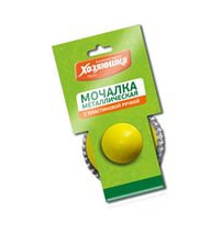 Мочалка для посуды "ХОЗЯЮШКА Мила" металлическая с пластиковой ручкой, 1 шт. арт.02015