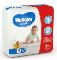 Подгузники Huggies Классик (4) эконом 7-18 кг, 27шт. Huggies Арт. 9401042