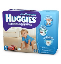 Трусики-подгузники Huggies 4 для мальчиков джамбо (9-14кг), 34 шт. Huggies Арт. 9401441