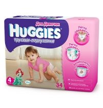 Трусики-подгузники Huggies 4 для девочек джамбо (9-14кг), 34 шт. Huggies Арт. 9401442