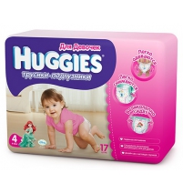 Трусики-подгузники Huggies 4 для девочек (9-14кг), 17 шт. Huggies Арт. 9401432