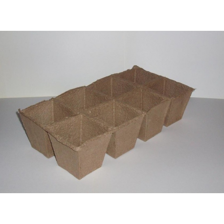 Торфяной горшочек 70*70 квадратный, блок 8 ячеек (в пакете) арт.эко