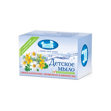  Детское мыло Ромашка с Чистотелом 90 гр. для чувств. кожи Наша мама 