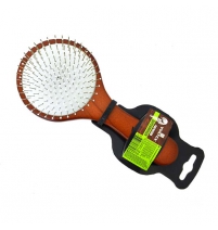 Расческа деревянная.массажная,19см 'круг'с металл зубчиками VORTEX арт.51012