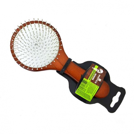 Расческа деревянная.массажная,19см 'круг'с металл зубчиками VORTEX арт.51012