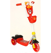 Самокат 3-х колесный Leader Kids XG5102C-003, красный+черный+игрушка мишка    