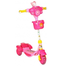 Самокат 3-х колесный Leader Kids  XG5201P-001, розовый+игрушка мишка    
