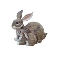 Зайчиха с зайчонком лежащая АФ0052 арт. 0012
